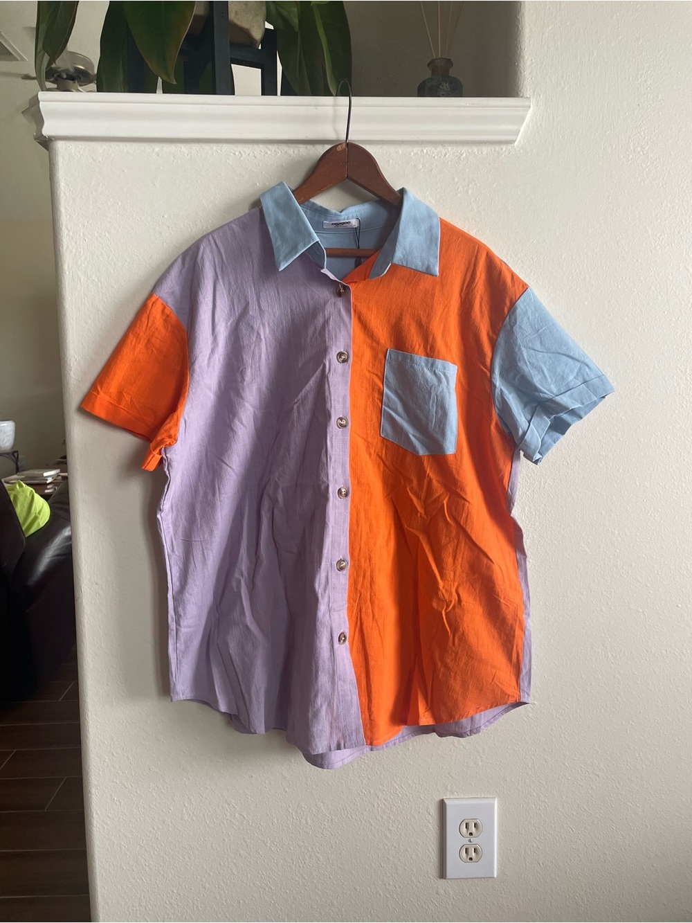 NWT Zeagoo Color Block Button Down Shirt - Picture 2 of 4